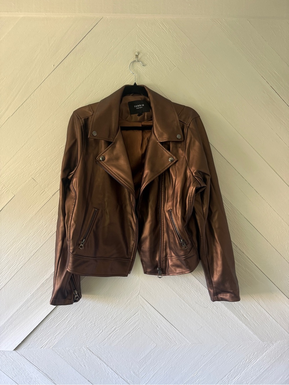 Torrid Shimmery Bronze Faux Leather Jacket
